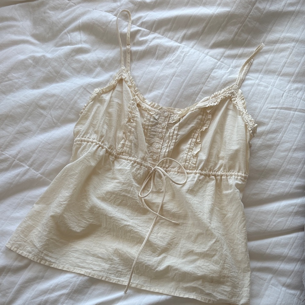 Brandy Melville Cream Lace Trim Cami Top